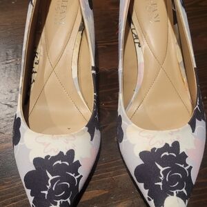 Alfani Black, Purple and Cream Floral Heels